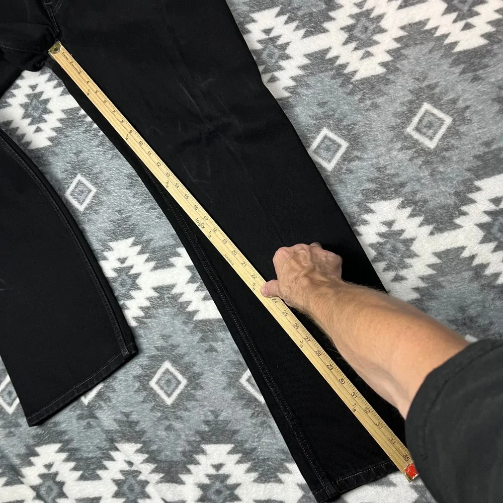 Levis 505 Regular Fit Black Denim Jeans 36x34 Mens Straight Leg VTG Y2K